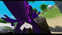 Afspelen BBW VR-fantasie met twee opgehangen draken: met zaad gevulde anale en orale actie